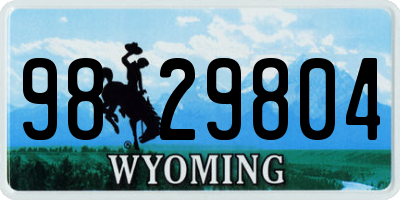 WY license plate 9829804