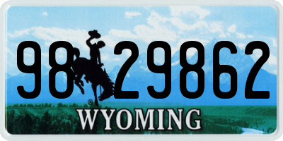 WY license plate 9829862