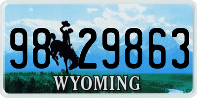 WY license plate 9829863