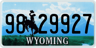WY license plate 9829927