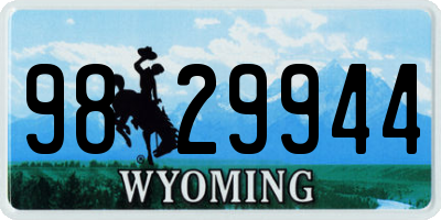WY license plate 9829944