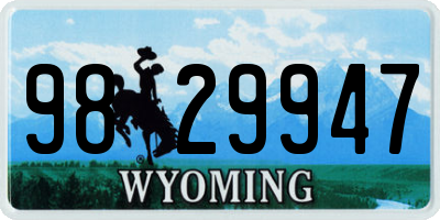 WY license plate 9829947