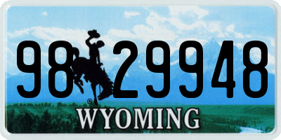 WY license plate 9829948