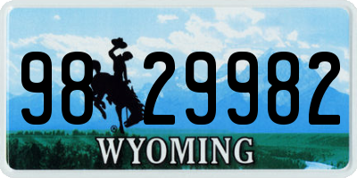 WY license plate 9829982