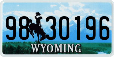 WY license plate 9830196