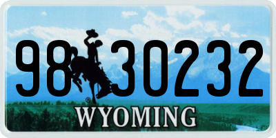 WY license plate 9830232
