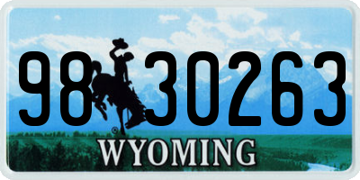 WY license plate 9830263