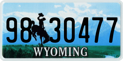 WY license plate 9830477