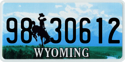 WY license plate 9830612