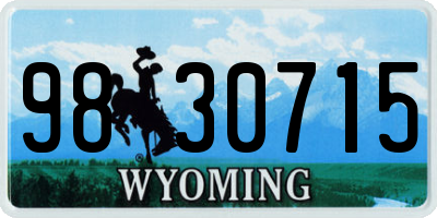 WY license plate 9830715