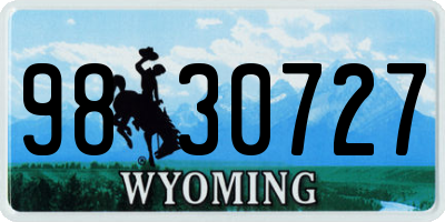 WY license plate 9830727