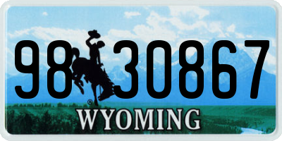 WY license plate 9830867