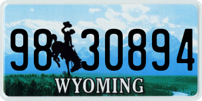 WY license plate 9830894