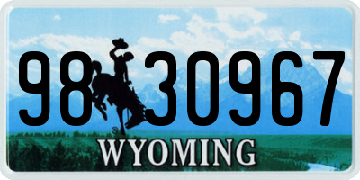 WY license plate 9830967