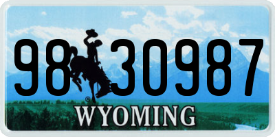 WY license plate 9830987