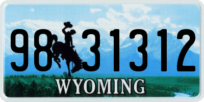WY license plate 9831312