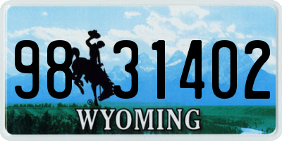 WY license plate 9831402
