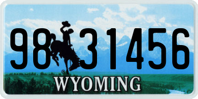 WY license plate 9831456