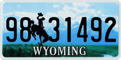 WY license plate 9831492