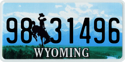 WY license plate 9831496