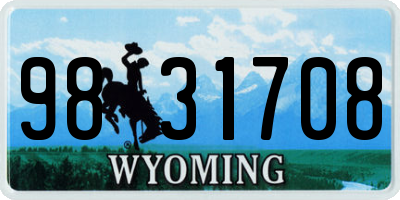 WY license plate 9831708