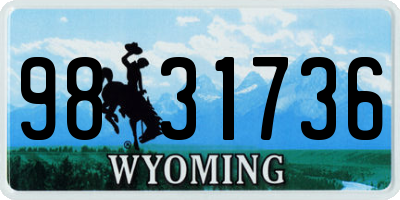 WY license plate 9831736
