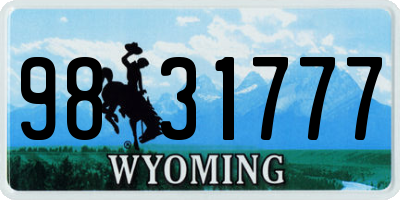 WY license plate 9831777