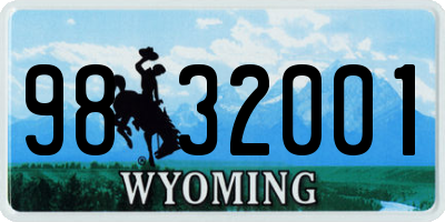 WY license plate 9832001