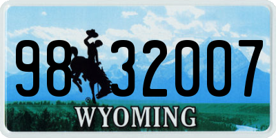 WY license plate 9832007