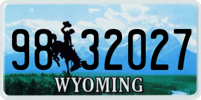 WY license plate 9832027
