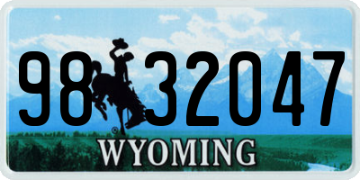 WY license plate 9832047