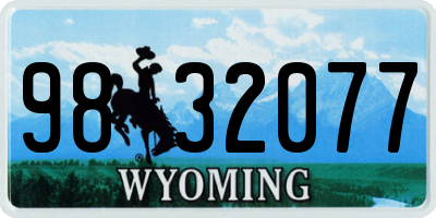 WY license plate 9832077