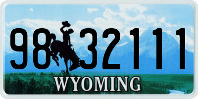 WY license plate 9832111