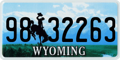 WY license plate 9832263