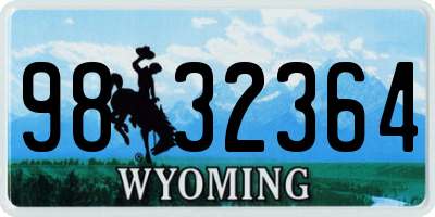 WY license plate 9832364