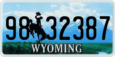 WY license plate 9832387