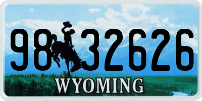 WY license plate 9832626