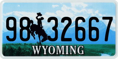 WY license plate 9832667