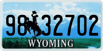 WY license plate 9832702