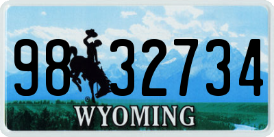 WY license plate 9832734