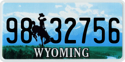 WY license plate 9832756