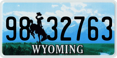 WY license plate 9832763