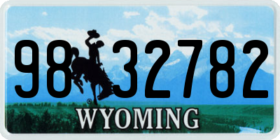 WY license plate 9832782