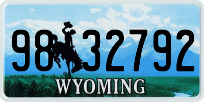 WY license plate 9832792