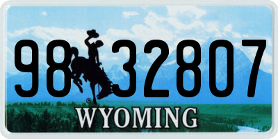 WY license plate 9832807