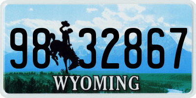 WY license plate 9832867