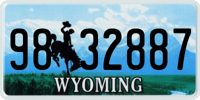WY license plate 9832887