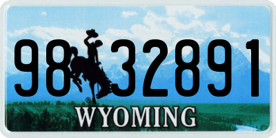 WY license plate 9832891