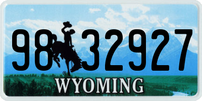 WY license plate 9832927