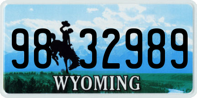 WY license plate 9832989